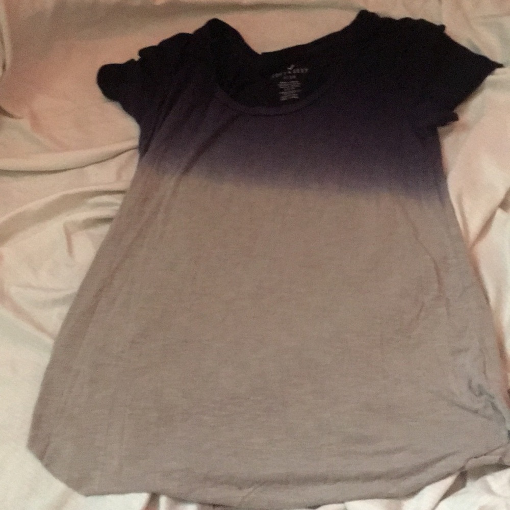 tan and dark blue ombré top
